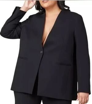 SPANX Navy Blue Curve Perfect Collarless Blazer 2XL